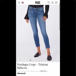 PAIGE VERDUGO CROP JEANS SIZE 27
